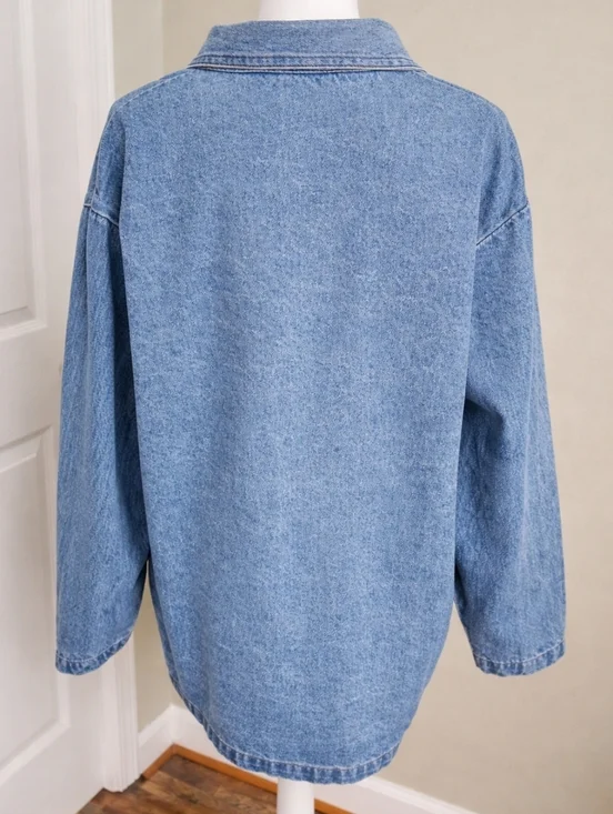 Vintage Cabin Creek Denim Chore Jacket XL Oversized 90s Y2K Utility Lagenlook - Picture 7 of 8
